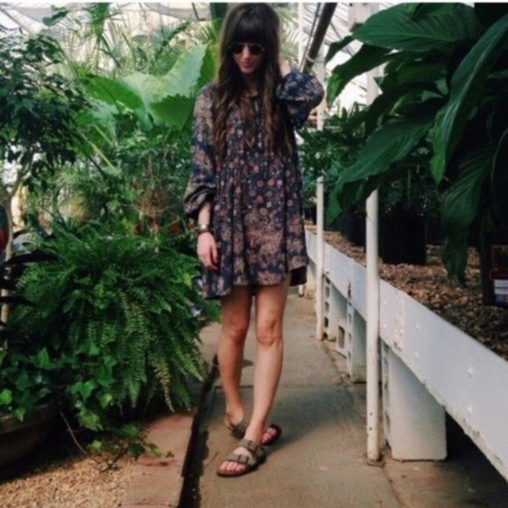 Free People Blue Floral Bohemian Mini Dress - Picture 5 of 10